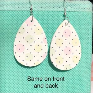 Pastel Dots Faux Leather Teardrop Earrings